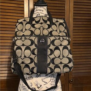 Coach Black and Tan Patterned Tote